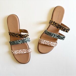 Madewell Calf Hair Animal Print Leather Ilana Slide Sandal